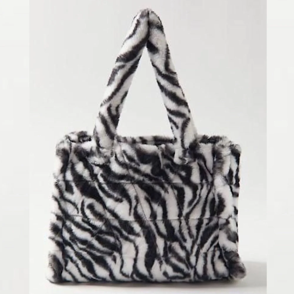 Urban Outfitters Zebra Faux Fur Fully Tote Purse Bag - NWOT